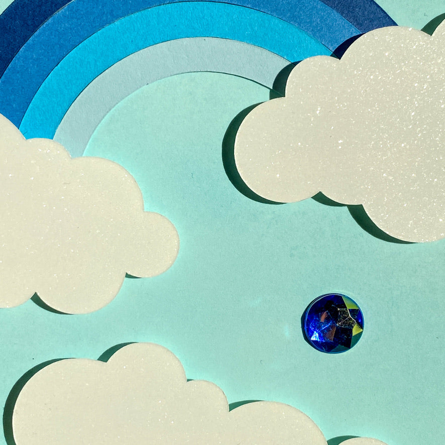 Carte anniversaire / naissance - Arc-en-ciel et nuages