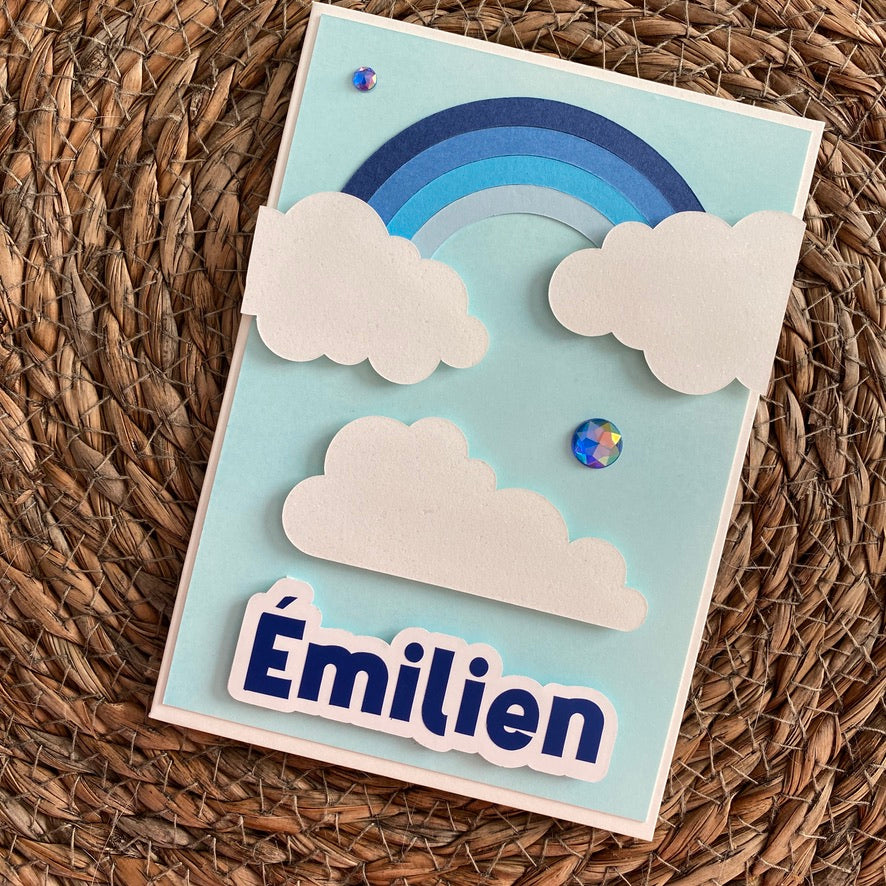 Carte anniversaire / naissance - Arc-en-ciel et nuages