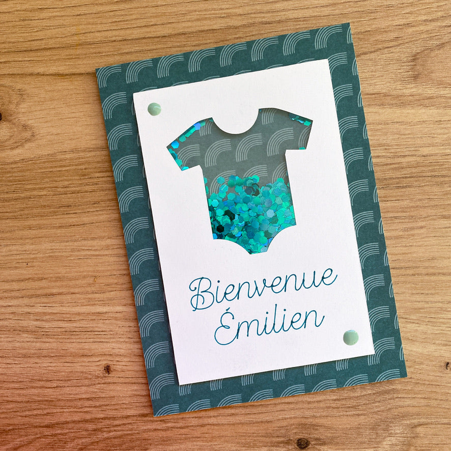 Carte de naissance - Body pailleté personnalisable