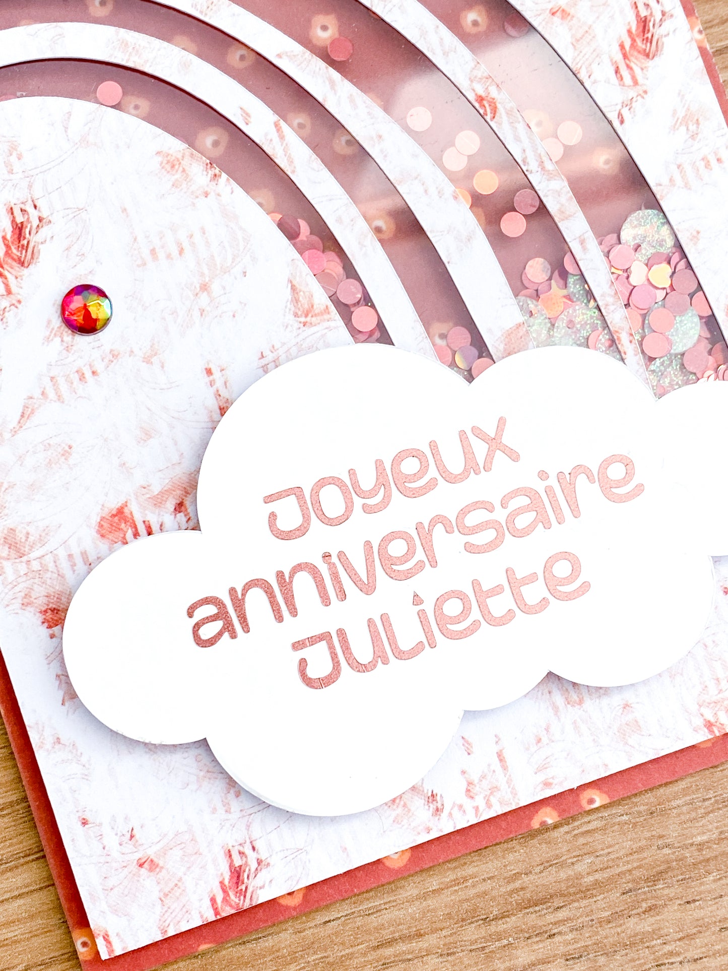 Carte anniversaire / naissance - Arc-en-ciel pailleté