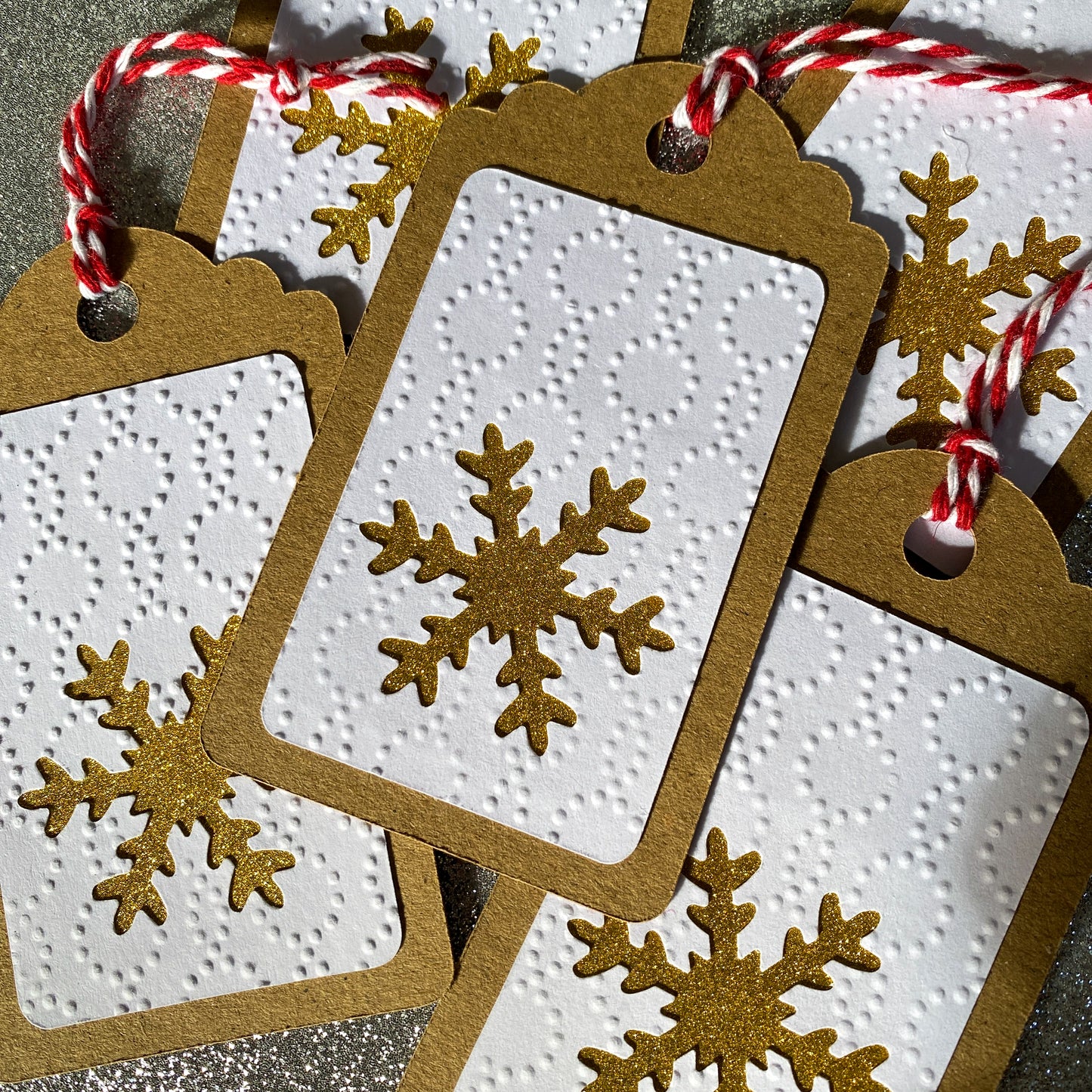 Lot de 5 étiquettes - Flocon doré