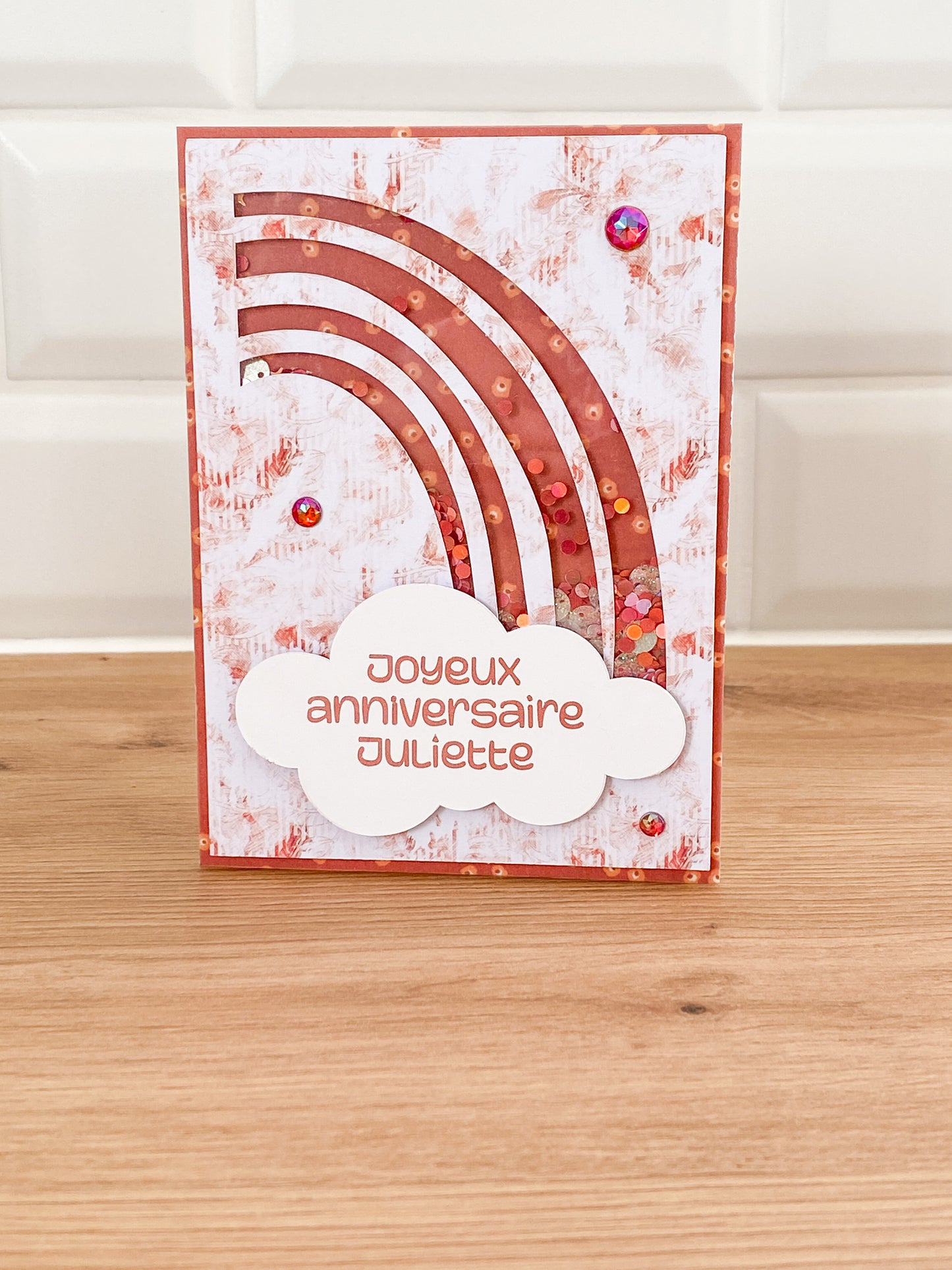 Carte anniversaire / naissance - Arc-en-ciel pailleté